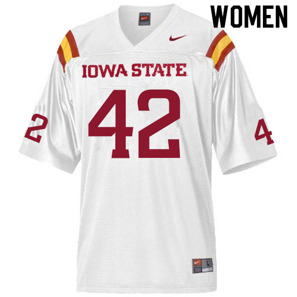 Women #42 Jack Tiarks Iowa State Cyclones College Football Jerseys Sale-White - Click Image to Close